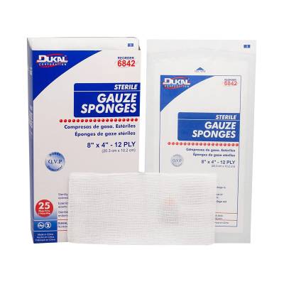 Gauze Sponge Dukal™ 4 X 8 Inch 12-Ply Sterile 2 per Pack