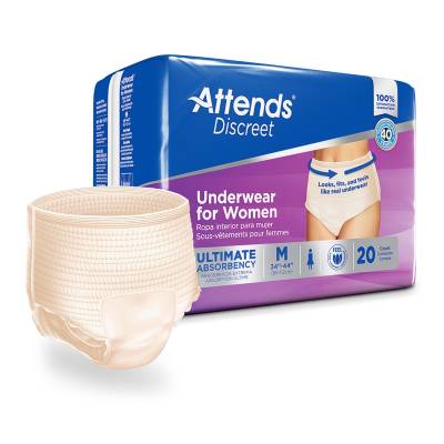 Female Adult Absorbent Underwear Attends® Discreet Pull On with Tear Away Seams Medium Disposable Heavy Absorbency