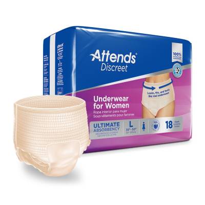 Female Adult Absorbent Underwear Attends® Discreet Pull On with Tear Away Seams Large Disposable Heavy Absorbency