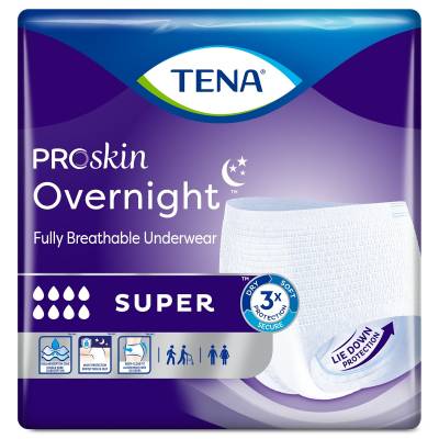 Unisex Adult Absorbent Underwear TENA ProSkin Overnight™ Super Pull On with Tear Away Seams Large Disposable Heavy Absorbency