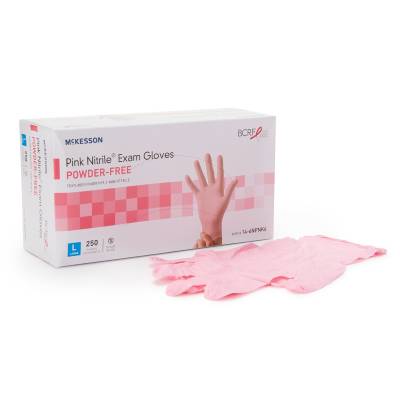 Exam Glove McKesson Pink Nitrile® Large NonSterile Nitrile Standard Cuff Length Textured Fingertips Pink Not Rated