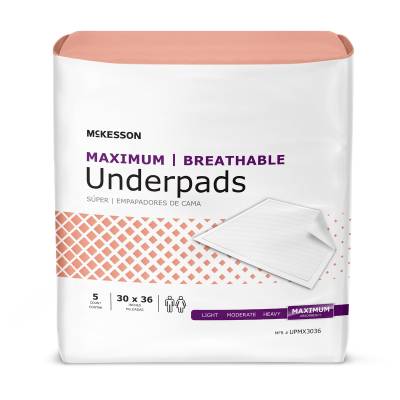 Disposable Underpad McKesson Ultimate Breathable 30 X 36 Inch Fluff / Polymer Heavy Absorbency