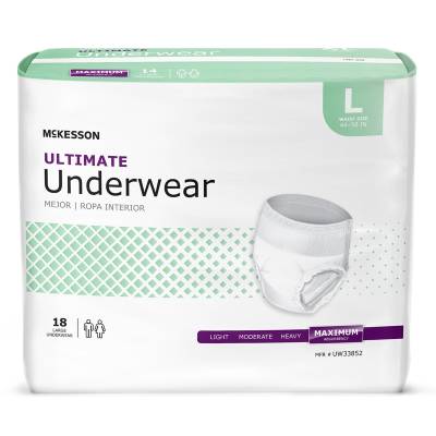 Unisex Adult Absorbent Underwear McKesson Pull On with Tear Away Seams Large Disposable Heavy Absorbency