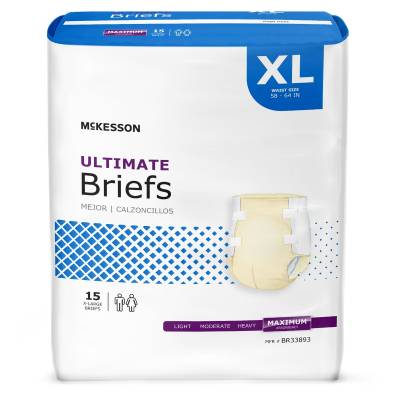 Unisex Adult Incontinence Brief McKesson X-Large Disposable Heavy Absorbency