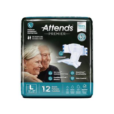 Unisex Adult Incontinence Brief Attends® Premier Large Disposable Heavy Absorbency