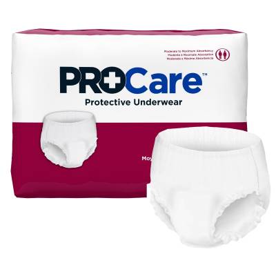 Unisex Adult Absorbent Underwear ProCare™ Pull On with Tear Away Seams Medium Disposable Moderate Absorbency