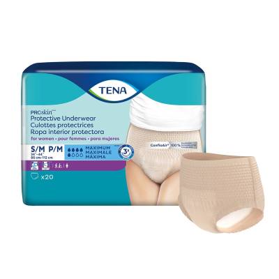 Female Adult Absorbent Underwear TENA® ProSkin™ Protective Pull On with Tear Away Seams Small / Medium Disposable Moderate Absorbency