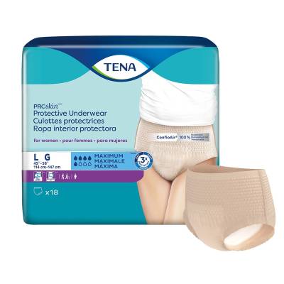Female Adult Absorbent Underwear TENA® ProSkin™ Protective Pull On with Tear Away Seams Large Disposable Moderate Absorbency
