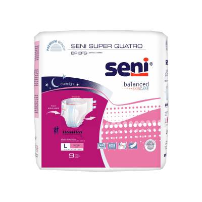Unisex Adult Incontinence Brief Seni® Super Quatro Large Disposable Heavy Absorbency