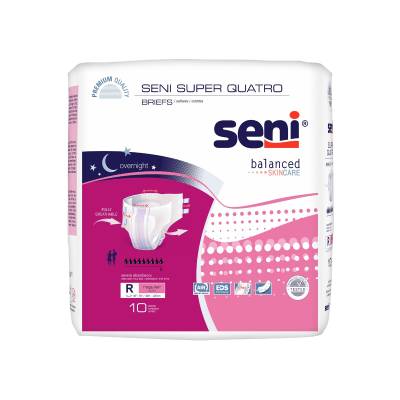 Unisex Adult Incontinence Brief Seni® Super Quatro Regular Disposable Heavy Absorbency