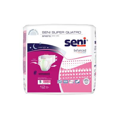 Unisex Adult Incontinence Brief Seni® Super Quatro Small Disposable Heavy Absorbency