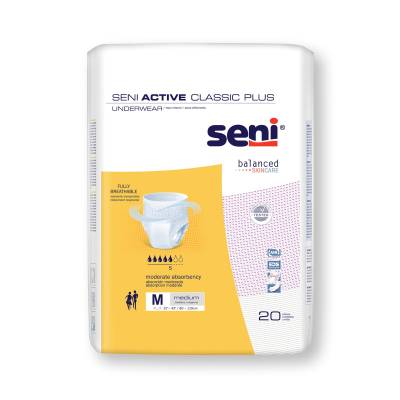 Unisex Adult Absorbent Underwear Seni® Active Classic Plus Pull On with Tear Away Seams Medium Disposable Moderate Absorbency