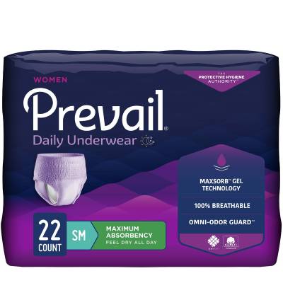 Female Adult Absorbent Underwear Prevail® Daily Underwear Pull On with Tear Away Seams Small Disposable Heavy Absorbency