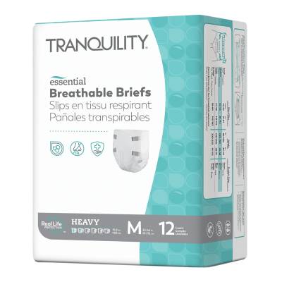Unisex Adult Incontinence Brief Tranquility® Essential Medium Disposable Heavy Absorbency