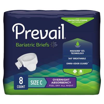 Unisex Adult Incontinence Brief Prevail® Bariatric Bariatric Size C Disposable Heavy Absorbency
