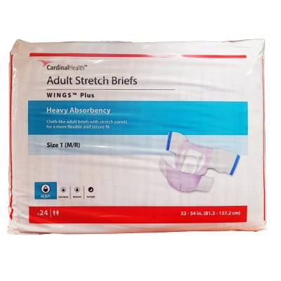 Unisex Adult Incontinence Brief Wings™ Plus Size 1 Disposable Heavy Absorbency