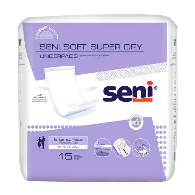 Disposable Underpad Seni® Soft Super Dry 23 X 35 Inch Cellulose Pulp Light Absorbency