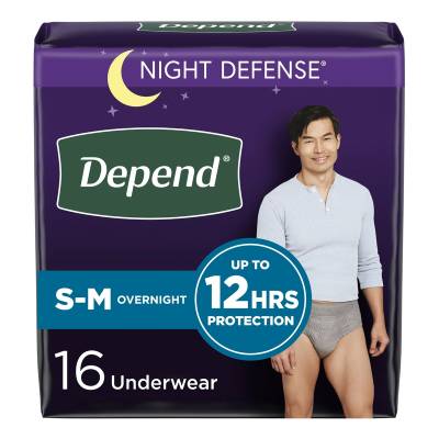 Male Adult Absorbent Underwear Depend® Night Defense® Pull On with Tear Away Seams Small / Medium Disposable Heavy Absorbency