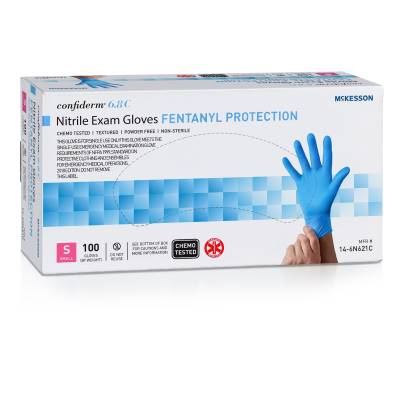 Exam Glove McKesson Confiderm® 6.8C Small NonSterile Nitrile Standard Cuff Length Fully Textured Blue Chemo Tested / Fentanyl Tested