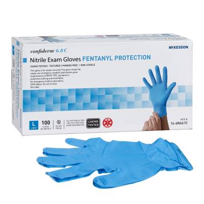 Exam Glove McKesson Confiderm® 6.8C Large NonSterile Nitrile Standard Cuff Length Fully Textured Blue Chemo Tested / Fentanyl Tested