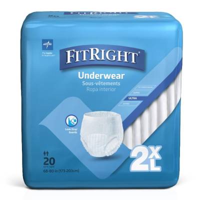 Unisex Adult Absorbent Underwear FitRight® Bariatric Pull On with Tear Away Seams 2X-Large Disposable Heavy Absorbency