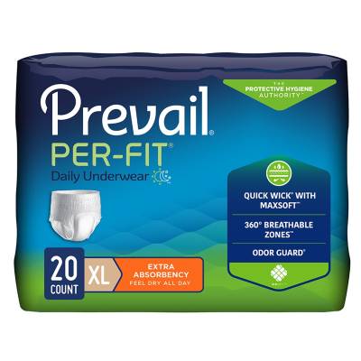 Unisex Adult Absorbent Underwear Prevail® Per-Fit® Extra Pull On with Tear Away Seams X-Large Disposable Heavy Absorbency