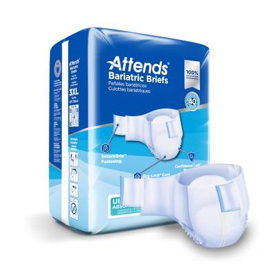Unisex Adult Incontinence Brief Attends® Bariatric 3X-Large Disposable Heavy Absorbency