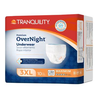Unisex Adult Absorbent Underwear Tranquility® Premium OverNight™ Pull On with Tear Away Seams 3X-Large Disposable Heavy Absorbency