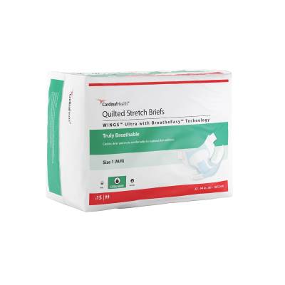 Unisex Adult Incontinence Brief Wings™ Plus Size 1 / Medium Disposable Heavy Absorbency