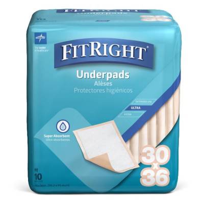 Disposable Underpad FitRight™ 30 X 36 Inch Fluff / Polymer Heavy Absorbency