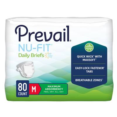 Unisex Adult Incontinence Brief Prevail® Nu-Fit® Medium Disposable Heavy Absorbency