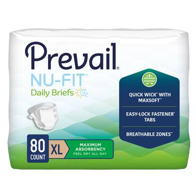 Unisex Adult Incontinence Brief Prevail® Nu-Fit® X-Large Disposable Heavy Absorbency