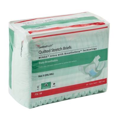 Unisex Adult Incontinence Brief Wings™ Ultra Size 3 Disposable Heavy Absorbency