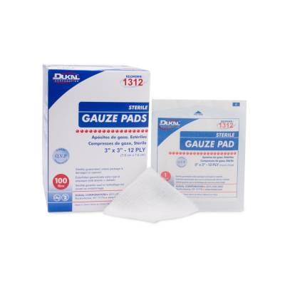 Gauze Sponge Dukal™ 3 X 3 Inch 12-Ply Sterile 1 per Pack