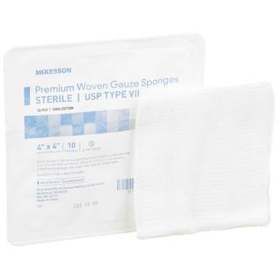 Gauze Sponge McKesson 4 X 4 Inch 12-Ply Sterile 10 per Tray