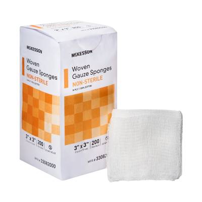 Gauze Sponge McKesson 3 X 3 Inch 8-Ply NonSterile 200 per Pack