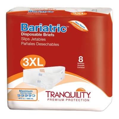 Unisex Adult Incontinence Brief Tranquility® Bariatric 3X-Large Disposable Heavy Absorbency