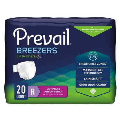 Unisex Adult Incontinence Brief Prevail® Breezers® X-Large Disposable Heavy Absorbency