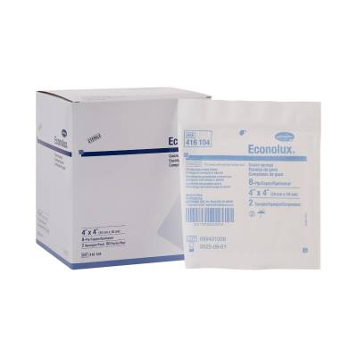 Gauze Sponge Econolux® 4 X 4 Inch 8-Ply Sterile 2 per Pack