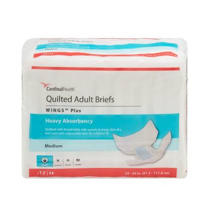 Unisex Adult Incontinence Brief Wings™ Plus Quilted Medium Disposable Heavy Absorbency