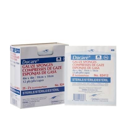 Gauze Sponge Ducare 4 X 4 Inch 12-Ply Sterile 2 per Pack