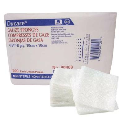 Gauze Sponge Ducare 4 X 4 Inch 8-Ply NonSterile 200 per Pack