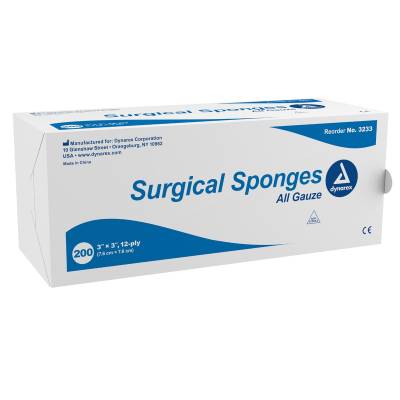 Gauze Sponge Dynarex® 3 X 3 Inch 12-Ply NonSterile 200 per Pack