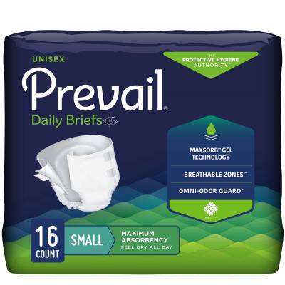 Unisex Adult Incontinence Brief Prevail® Daily Small Disposable Heavy Absorbency