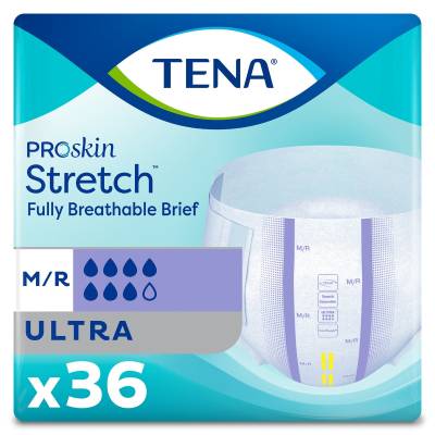 Unisex Adult Incontinence Brief TENA ProSkin Stretch™ Ultra Medium Disposable Heavy Absorbency