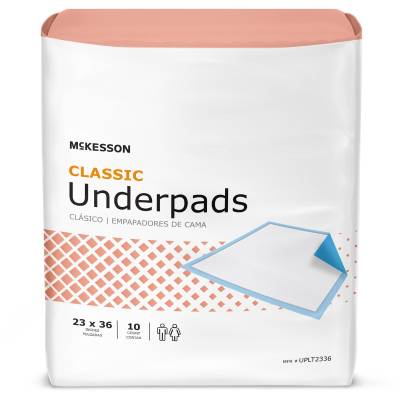 Disposable Underpad McKesson Classic Plus 23 X 36 Inch Fluff Mat Light Absorbency