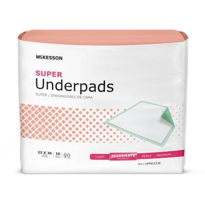 Disposable Underpad McKesson Super 23 X 36 Inch Fluff / Polymer Moderate Absorbency