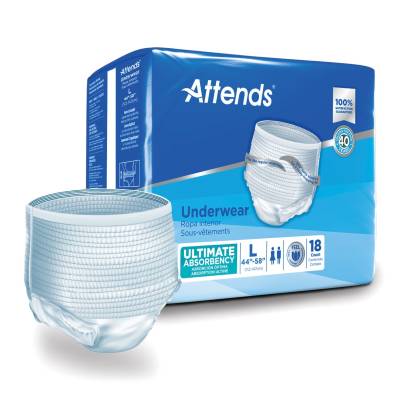 Unisex Adult Absorbent Underwear Attends® Advanced Pull On with Tear Away Seams Large Disposable Heavy Absorbency