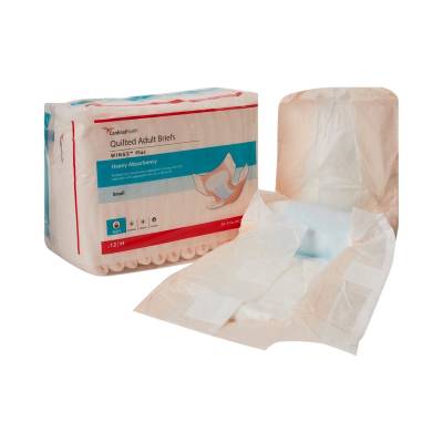 Unisex Adult Incontinence Brief Wings™ Plus Quilted Small Disposable Heavy Absorbency
