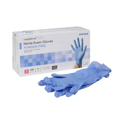 Exam Glove McKesson Confiderm® 3.5C Small NonSterile Nitrile Standard Cuff Length Textured Fingertips Blue Chemo Tested